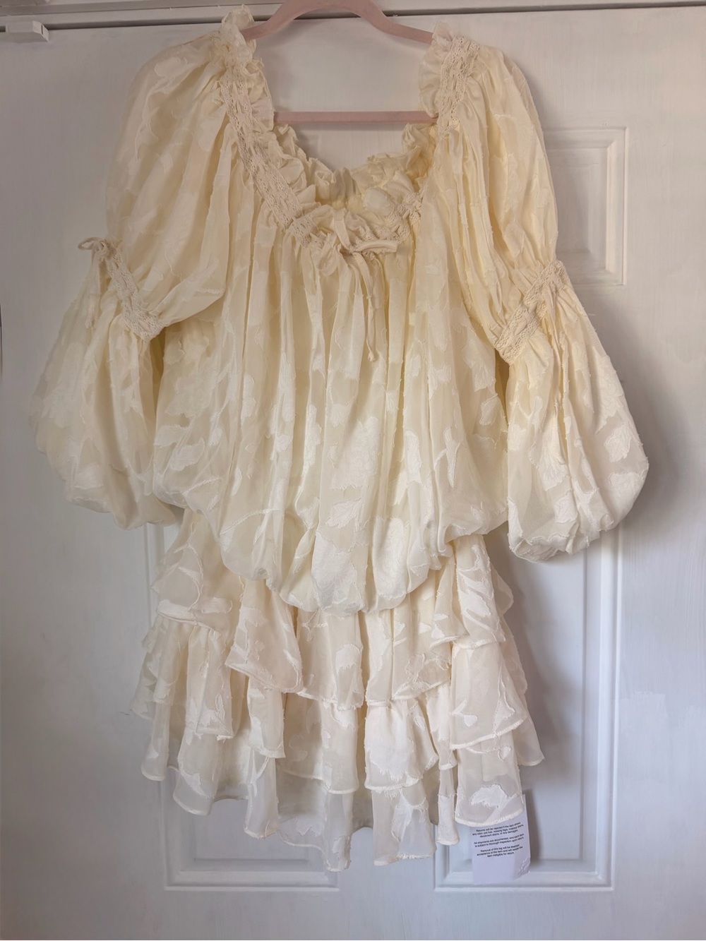 The Bekk Elora Ivory Lace Off Shoulder Ruffle Lined Mini Dress XS/S - Picture 8 of 8